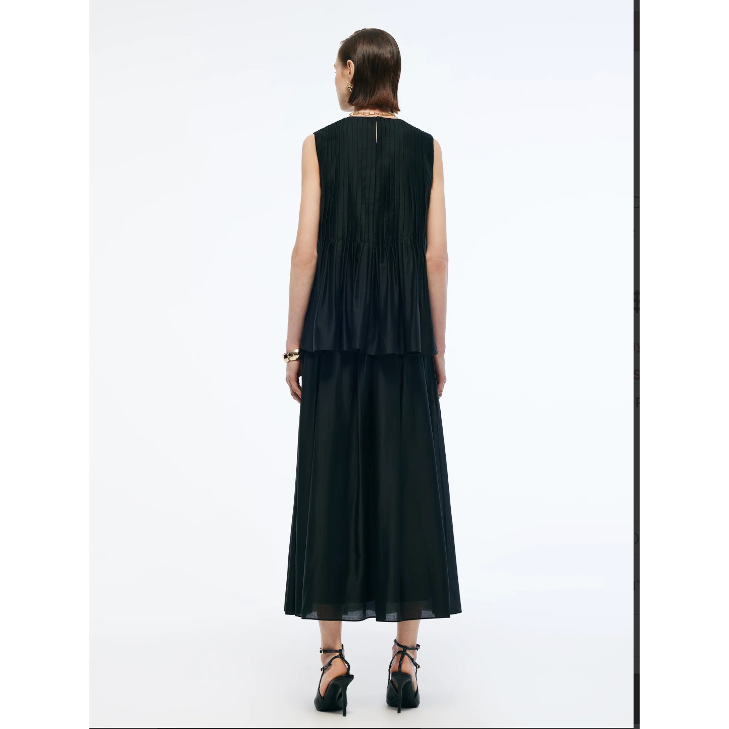 Nwt Tencel Blend Ruffle Hem Pleated Tank Top And A-Line Skirt Two-Piece Set Sz M — image 3 of 7